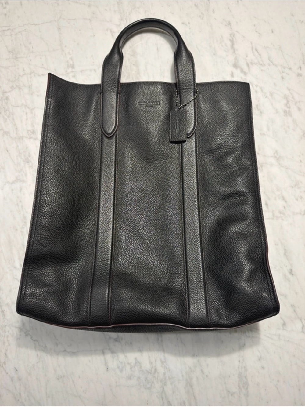 Coach Black Pebbled Leather Men's Tote Bag